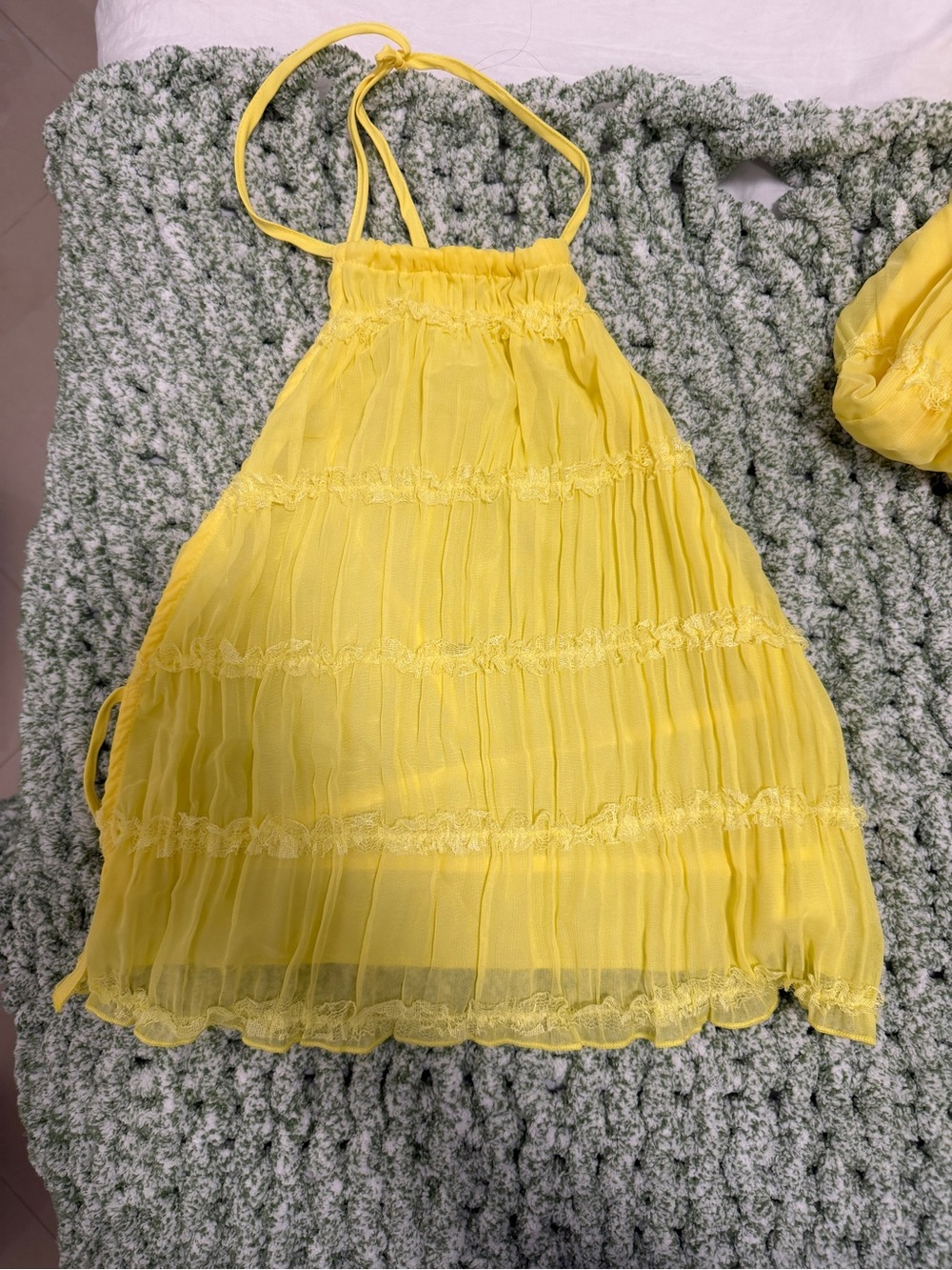 Yellow Tiered Halter Summer Dress